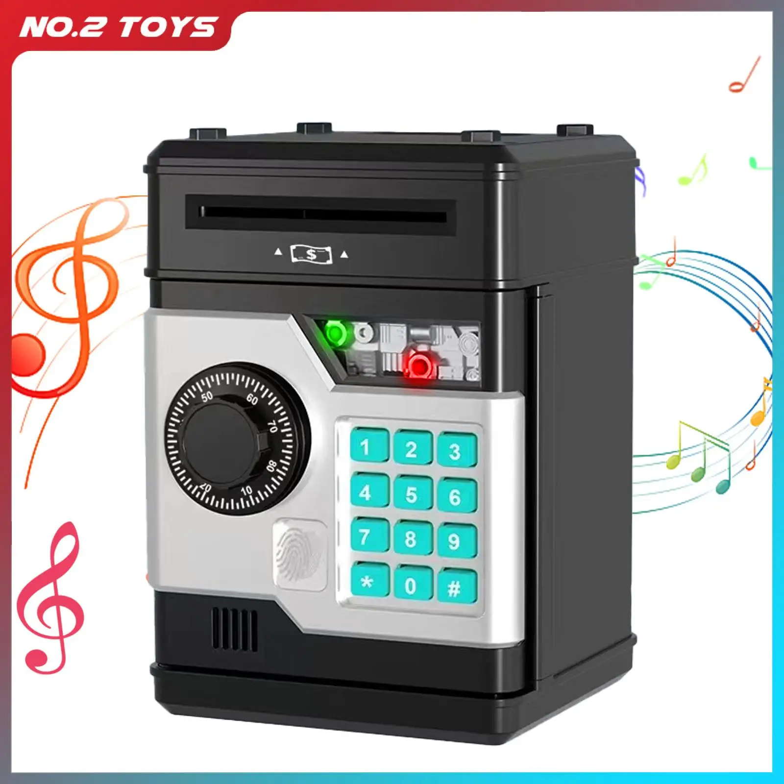 

Mini Piggy Bank Password Money Box Automatic Fingerprint Money Fall-proof ATM Coins Cash Saving Safe Deposit Safe Box Kids Toy