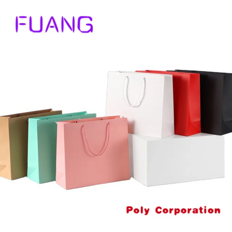 

Custom Pink black white paper gift bags with handle recyclable paper packaging bags clothing shoe custom shopping paper bag wit