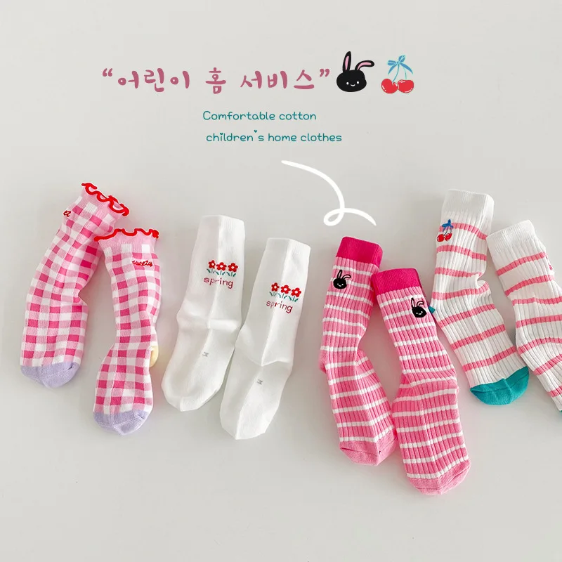 Children Socks 3-12T Girls Fancy Lace Calf Socks Spring Autumn Cotton Socks Baby Boys Sport Sock