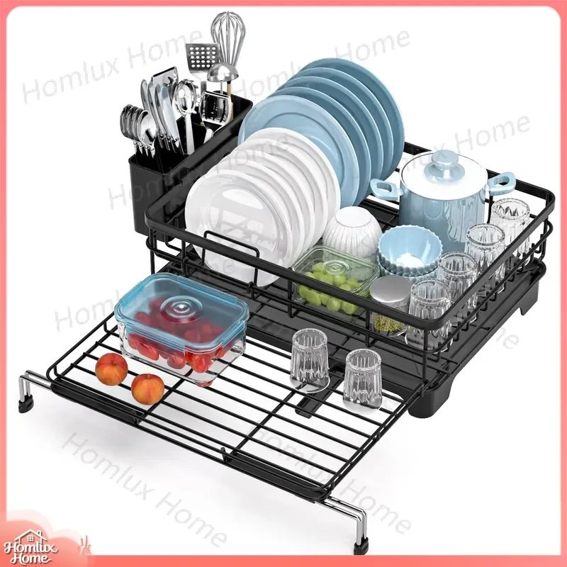 Countertop Dishwasher Drain Rack for Kitchen Multifunctional Pumpable Dishes Pot Plates Vegetable Fruit Bowl Sink Shelf Dish