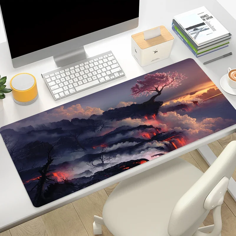 Scored Earth Cherry Blossom Computer Desks Anime Mouse Pad 900x400 Gamer Cabinet Games Desk Accessories Mousepad Keyboard Mat Pc