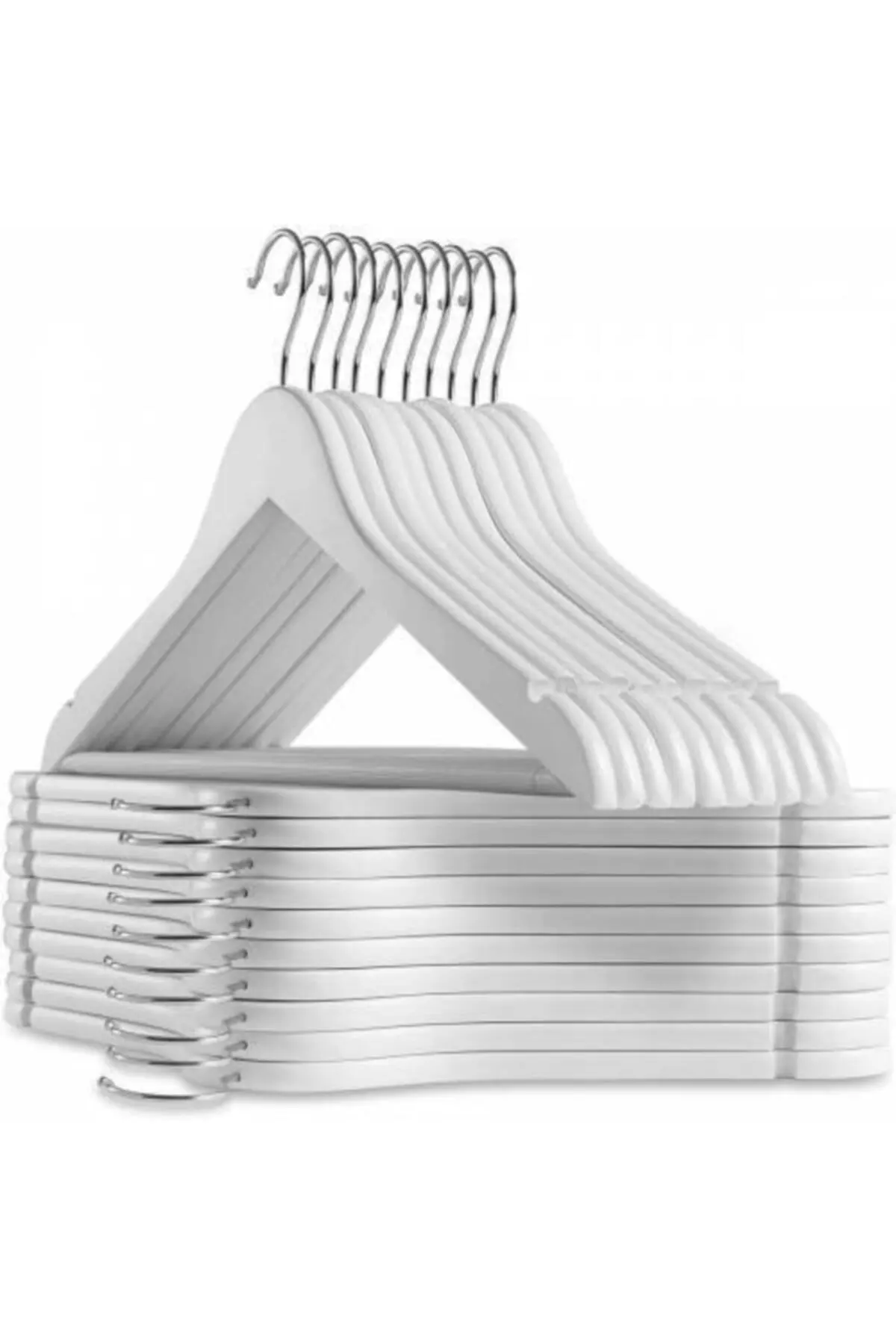 12 PCs Wood Look Plastic Quality Hanger, Clothes And Clothes Hanger White