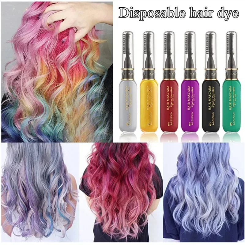 13 cores descartáveis tintura de cabelo cor um-fora cabelo colorido rímel cabelo beleza ferramenta lavável não-tóxico diy temporária dupla finalidade