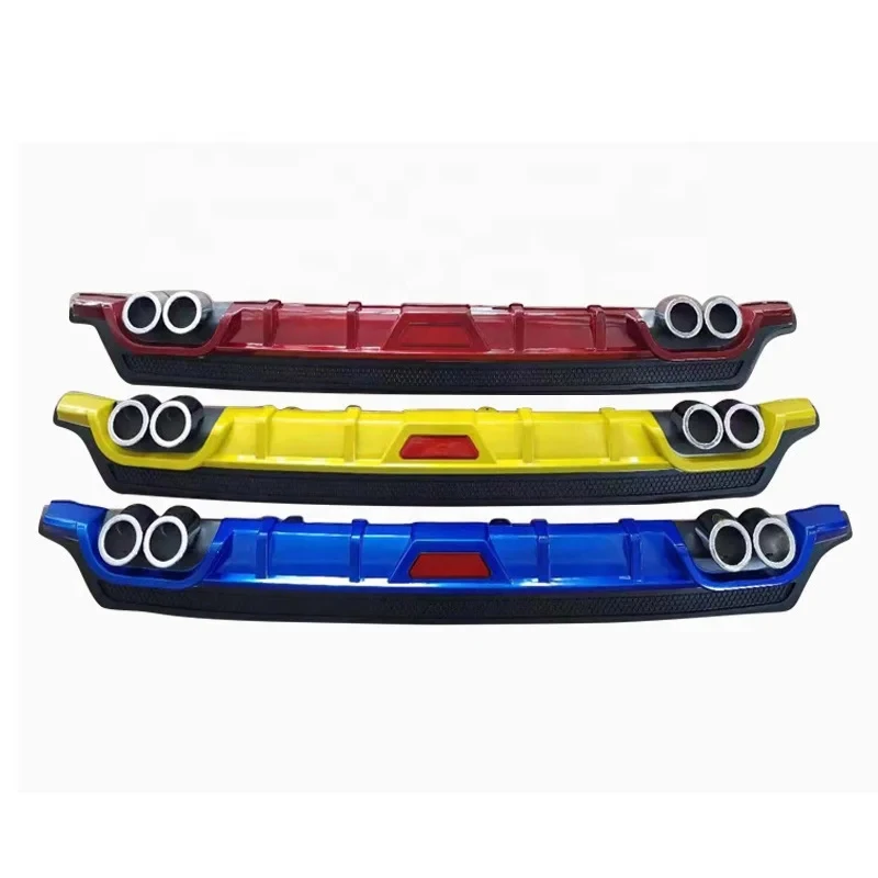 High Quality Universal ABS Plastic Black Silver Rear Bumper Diffuser Lip With Exhaust Tip Racing Exterior Modification Accessori view 3