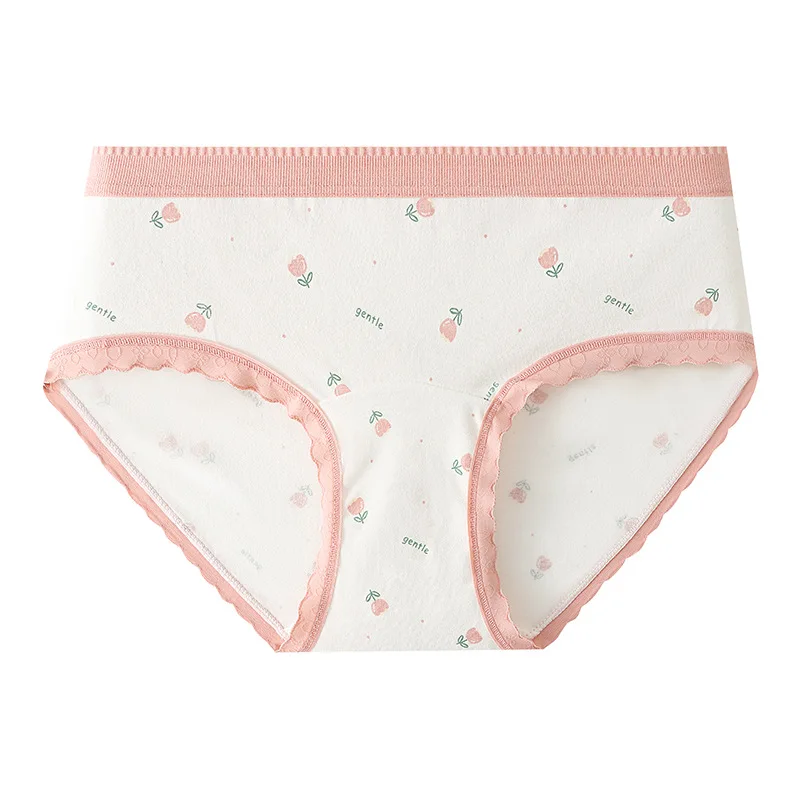 3 قطعة سراويل فتاة القطن الخالص طالب زهرة طباعة الملابس الداخلية تنفس Underpant حجم كبير سراويل الإناث لينة منتصف الخصر ملخصات