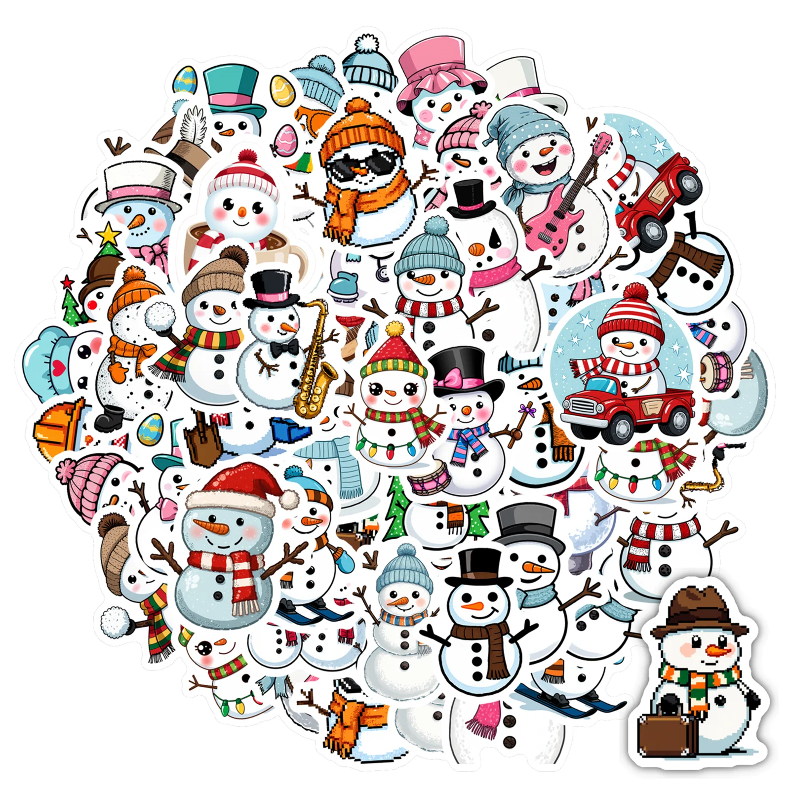 

35 шт., праздничные наклейки, мультяшные зимние забавные наклейки, игрушки для гитары, сделай сам, скейтборд, ноутбук, декор для багажа