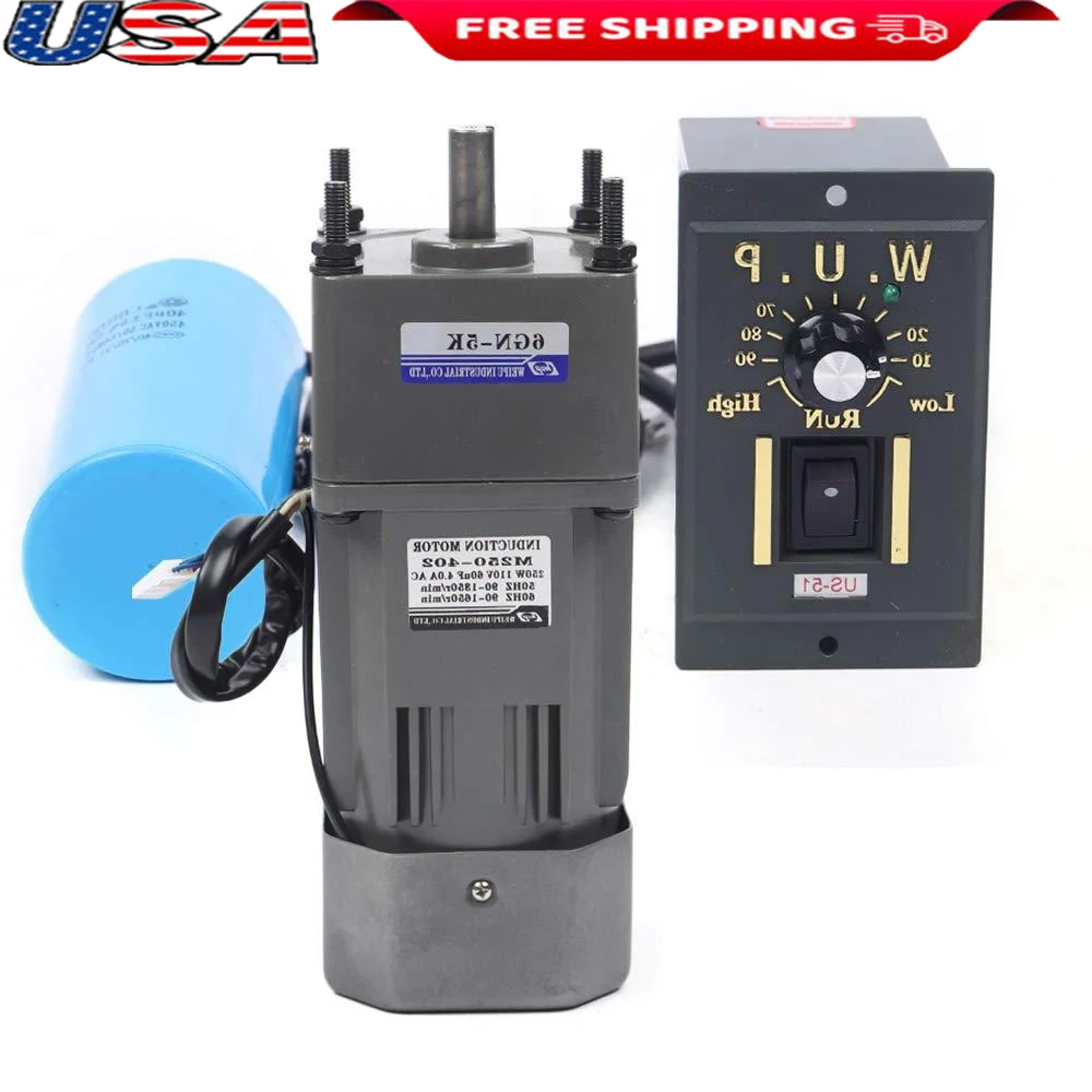 

AC 110V 250W Gear Motor Electric Variable Speed Controller Reduction Governor Strong Stability Low Noise High Efficiency