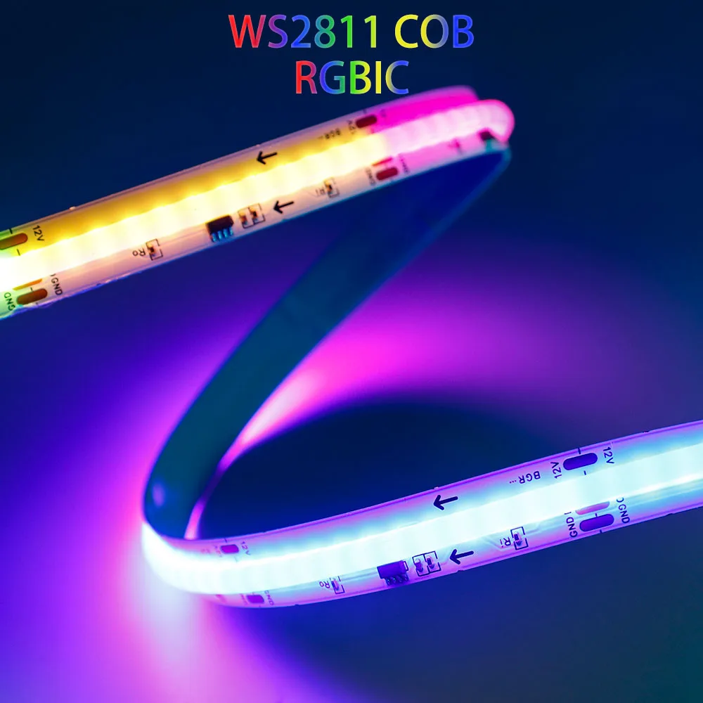 Strisce LED WS2811 RGBIC COB 576/720 LED WS2812B Nastro Full Dream Color indirizzabile Smart SPI FCOB Light RA90 DC12/24V