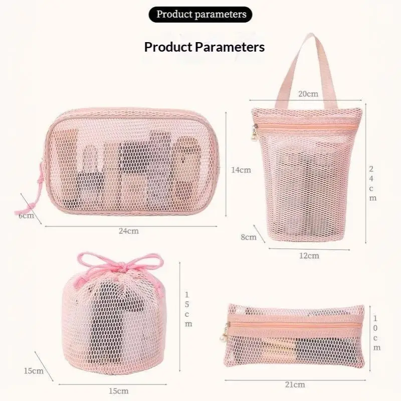 Große Kapazität Mesh-Kosmetiktasche Atmungsaktives Netz Transparenter Reise-Make-up-Organizer Glatter Reißverschluss Mehrzweck – Detail 13