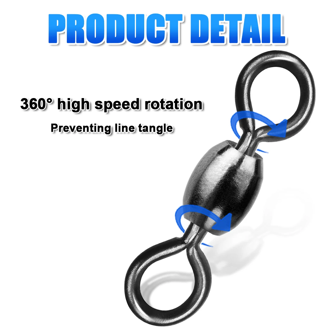 FishTrip 50Pcs Crane Swivels Rolling Swivels Stainless Steel Fishing Swivels Heavy Saltwater Fishing Tackles Black Nickel image 3