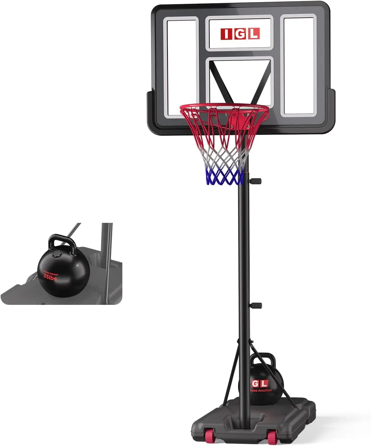 

Портативная баскетбольная стойка, регулируемая по высоте 5,6-10 футов, с 44-дюймовым уличным баскетбольным щитом для детей, подростков и взрослых, для двора и подъездной дорожки