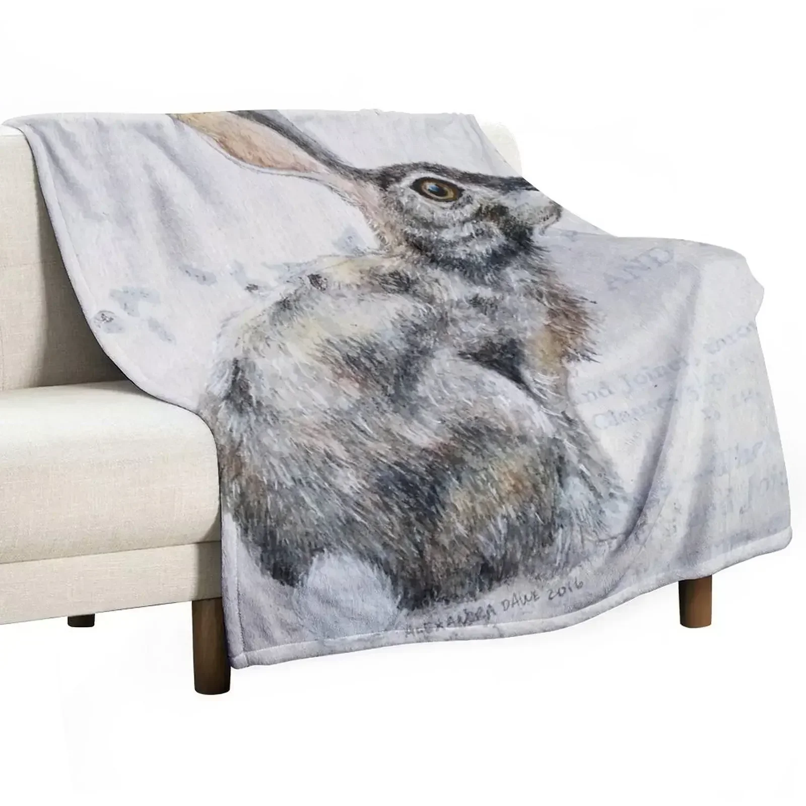 Hare Throw Blanket Designers Multi-Purpose Furry Comforter Soft Plaid Retros Blankets