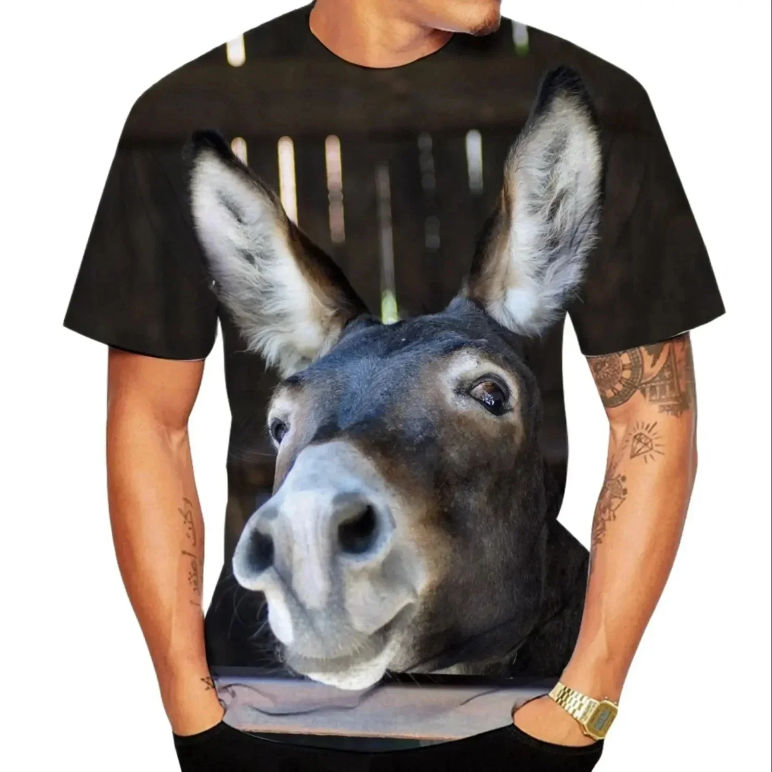 

Summer Animal Donkey 3d Print Men T-Shirts Men Women Round Neck Short Sleeve Tees Oversized Harajuku Y2k Tees Tops Men Clothing