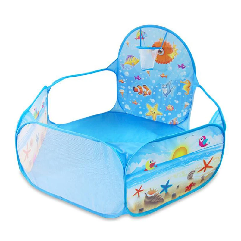 Jogar tenda dos desenhos animados bola pit piscina portátil dobrável crianças ao ar livre indoor esportes brinquedos educativos com cesta para crianças