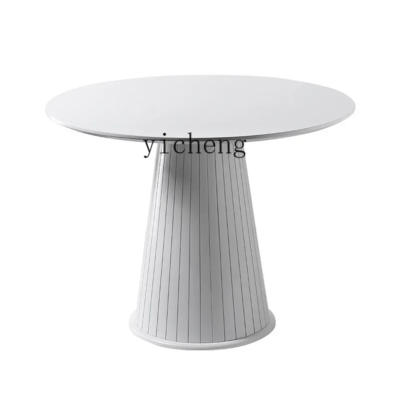 

Dining Table Household White Restaurant Dining Table Stone Plate Dining round Small Apartment Internet Celebrity Round Table