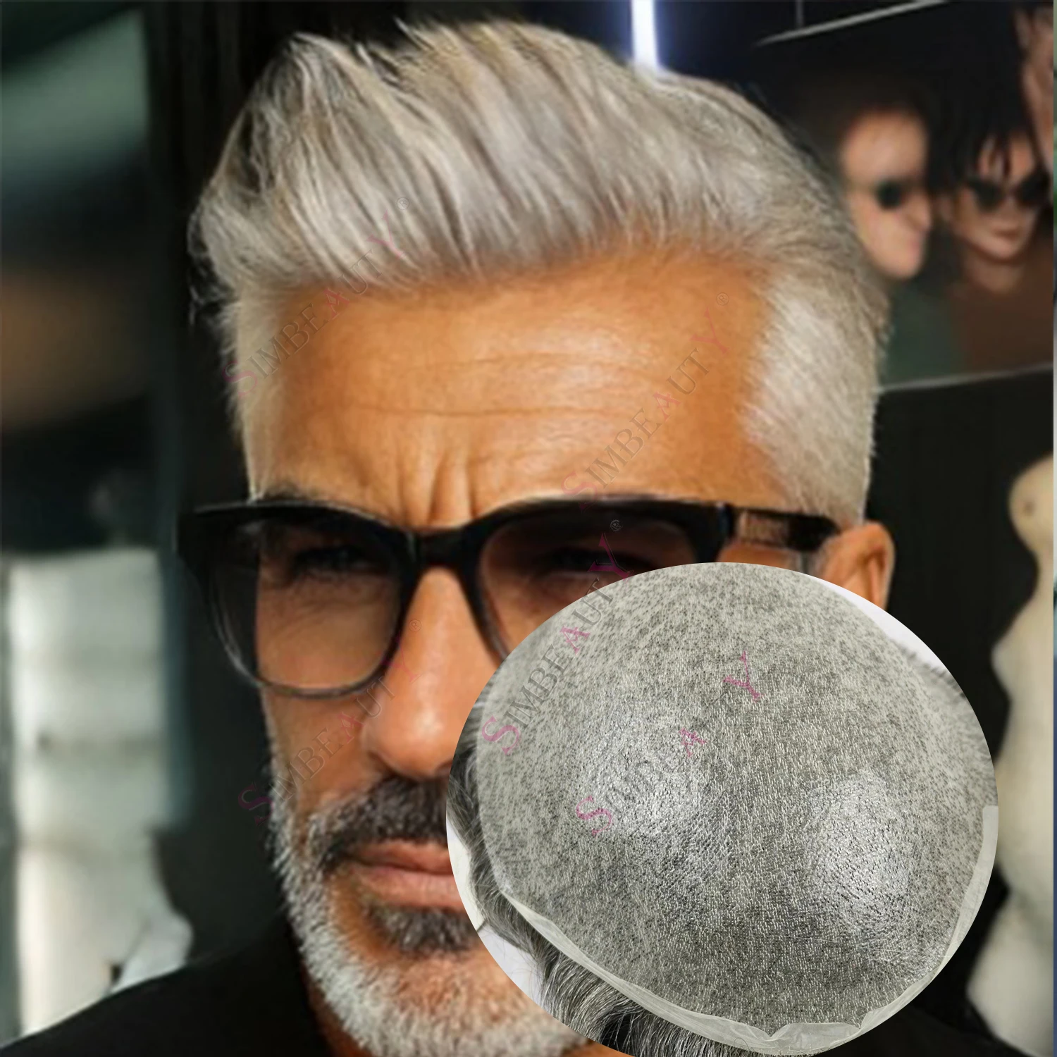 

1b80 60r# Natural Hairline 80%Density Durable HD Poly Full Skin 0.02mm Vloop Blonde Invisible Men's Toupee Human Hair Prosthesis