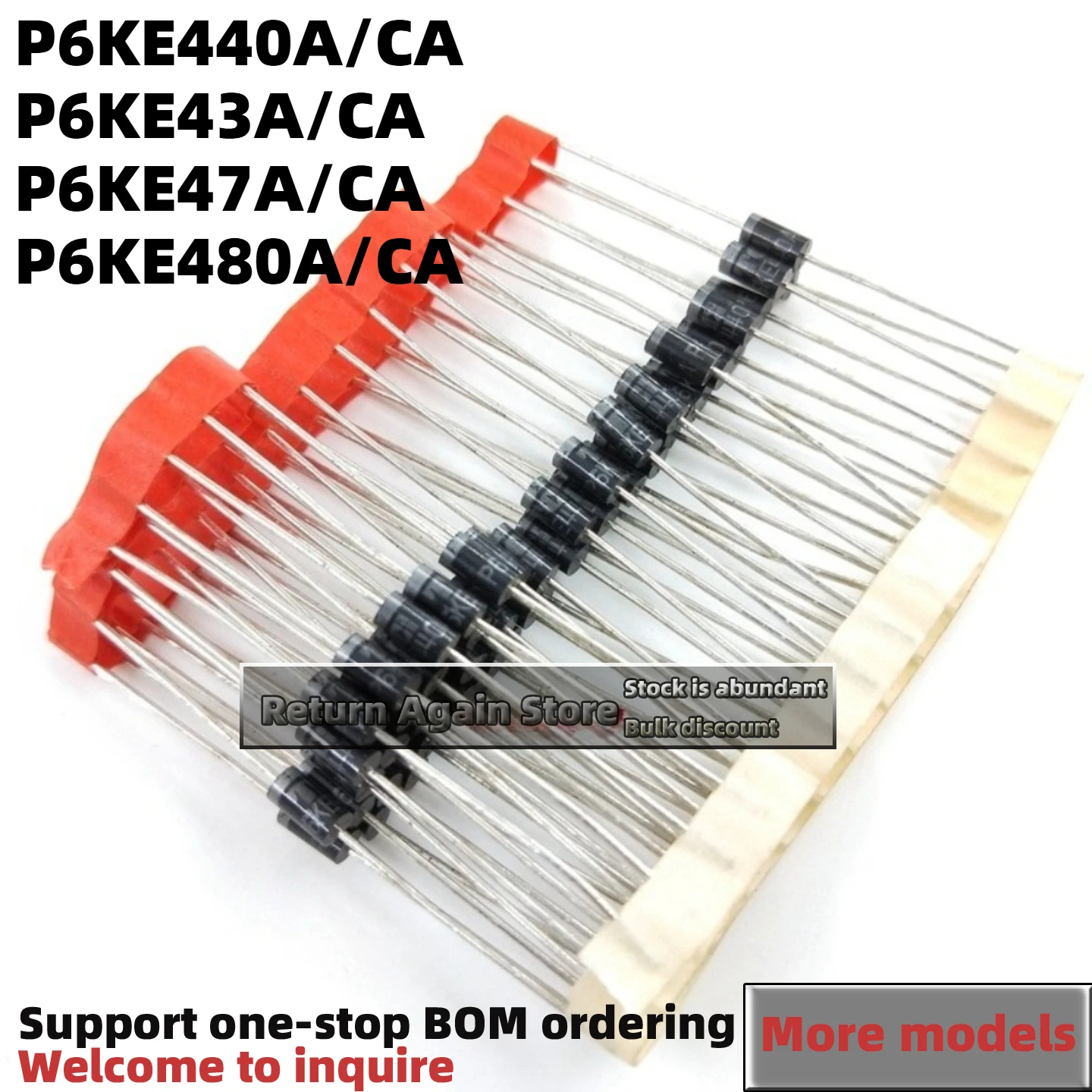 10PCS/per pack P6KE440A P6KE43A P6KE47A P6KE480A  600W 440V/43V/47V/48V P6KE440CA P6KE43CA P6KE47CA P6KE480CA