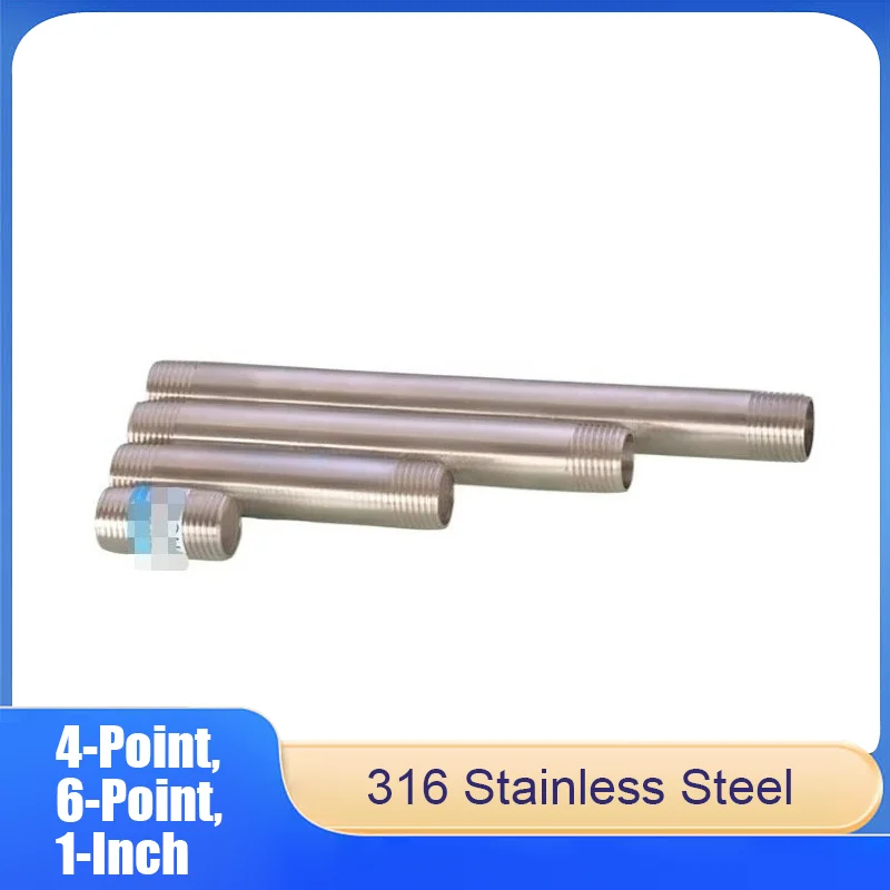 

316 Stainless Steel Extension Tube, 4-Point, 6-Point, 1-Inch, Dual Male Threads