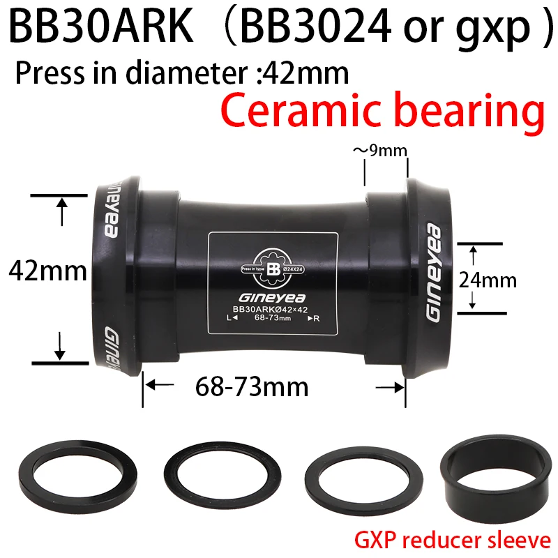 Gineyea PF30 Bottom Bracket Sealed Bearing Press-fit MTB Road Bike For shiman0 Sram Gxp 24 22 19mm Mountain BB Set