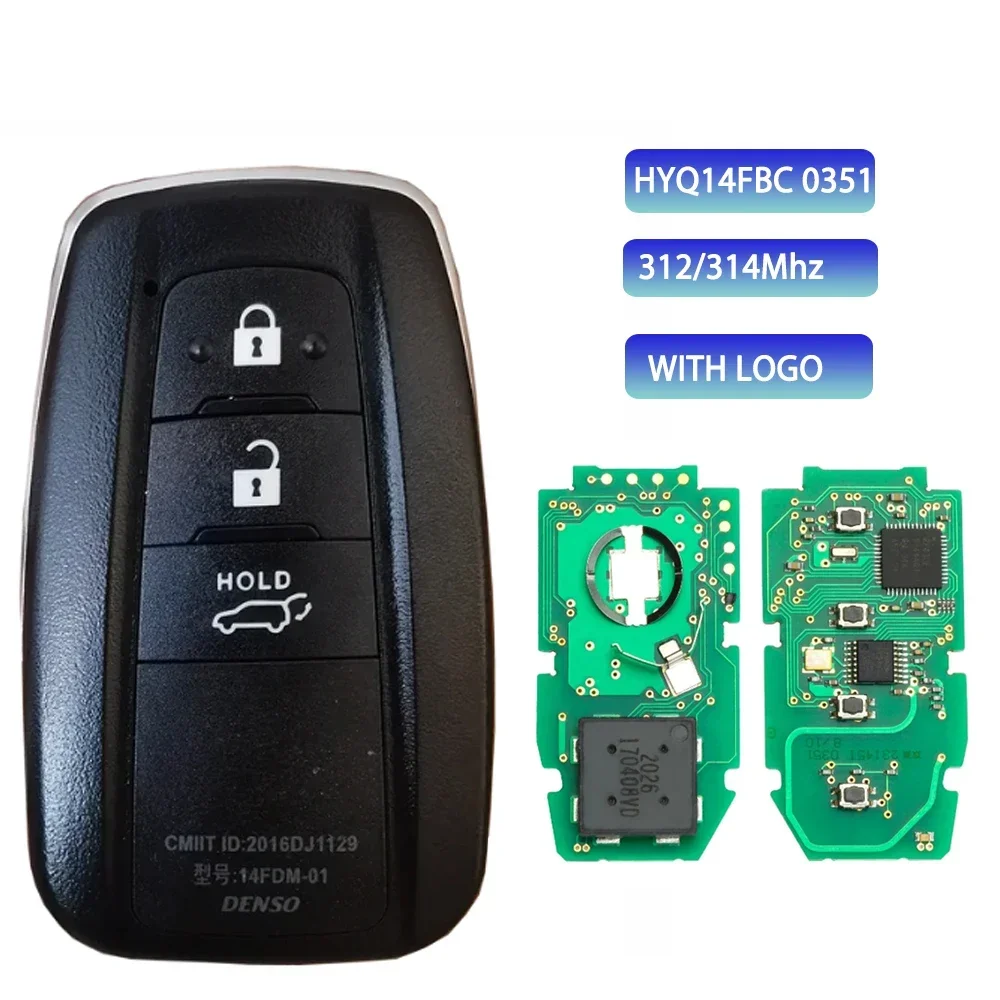 BB Key for Toyota RAV4 2019 2020 2021 312/314MHz P4=AA 8A Chip FCC ID:HYQ14FBC P/N:8990H-0R030 0351 with Logo Smart Remote Key