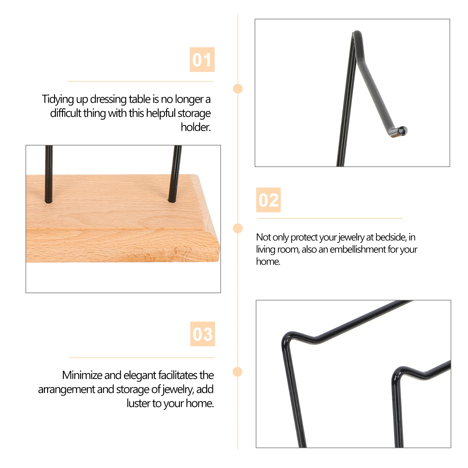 

Wooden Base Iron Jewelry Rack Earrings Necklace Bracelet Holder Storage Display Stand Home Decor ganizer Accessories