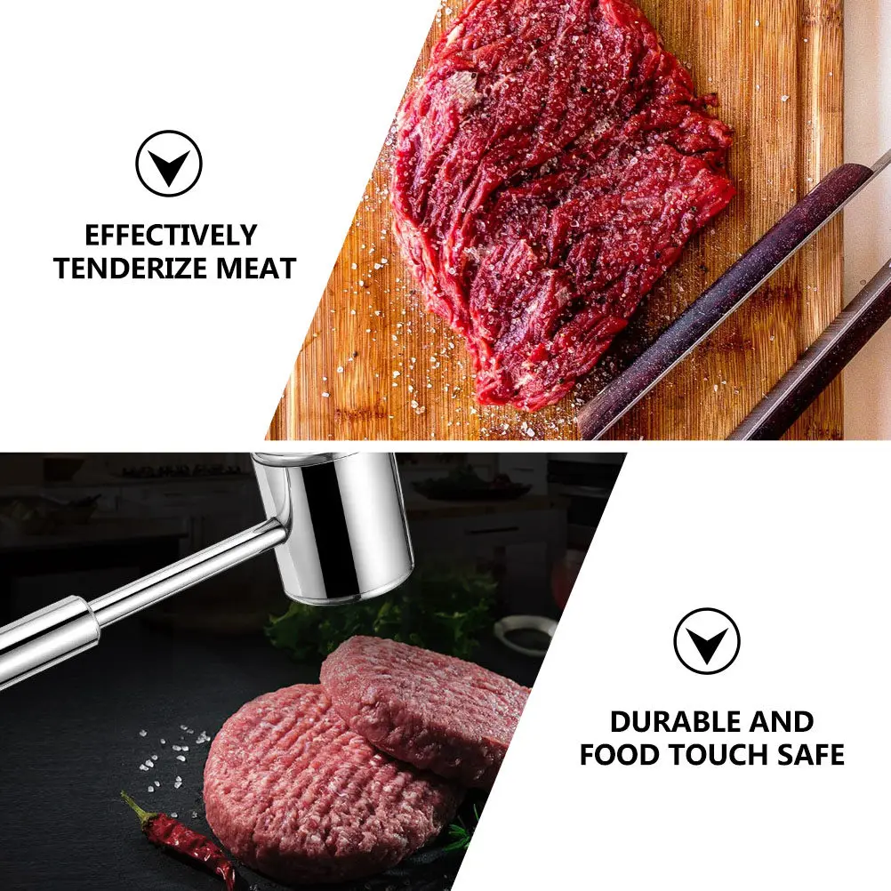 Heavy Duty Stainless Steel Meat Mallet Dual Sided Tenderiser Hammer for Steaks Chicken Pork Effective Tenderizing Without