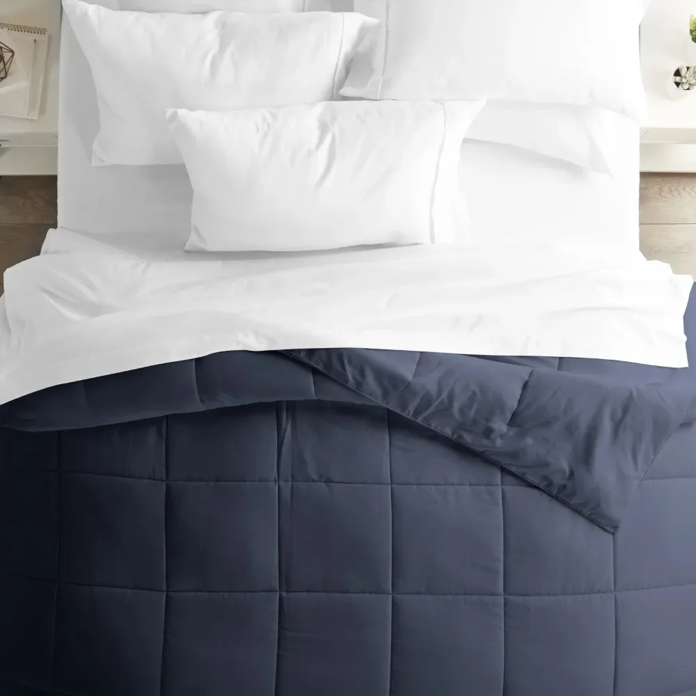 Navy All Season Alternative Down Solid Comforter, Full/Queen
