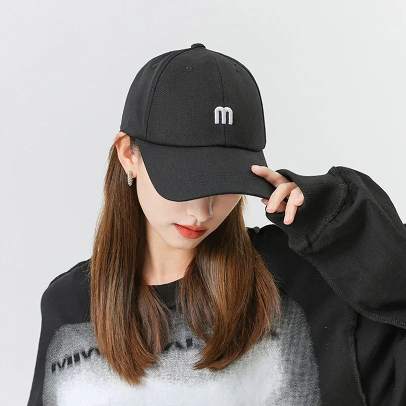 

Soft Letter M Cotton Baseball Caps For Men Women Solid Color Adjustable Outdoor Sports Sun Hat Unisex Hip Hop Dad Trucker Cap