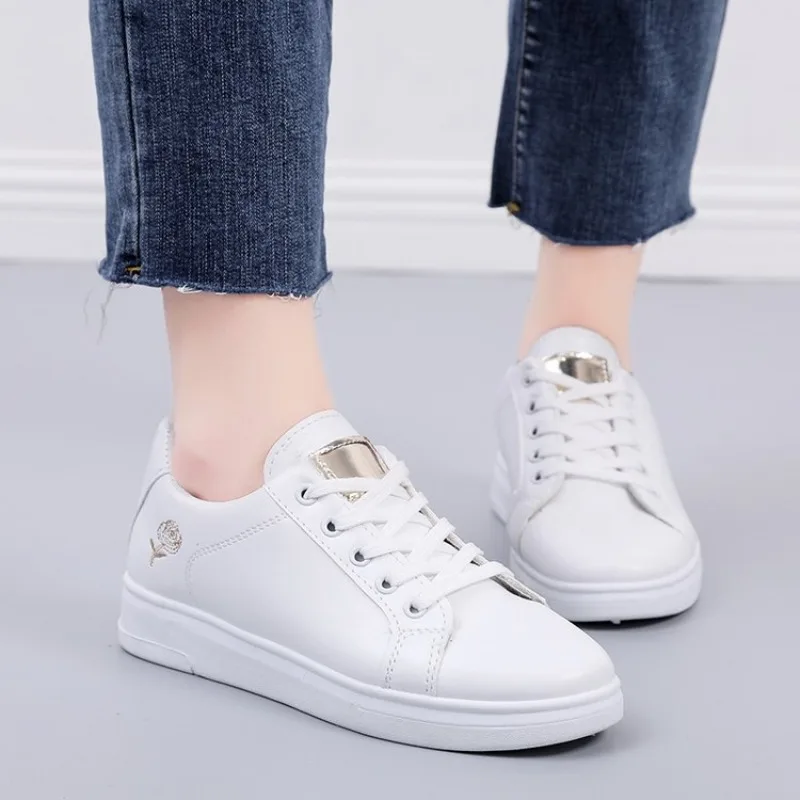 White Shoes Spring Shoes New Women Shoes Korean Version Spring Sneakers Students Casual Spring and Autumn Flat Lace Up Shoes