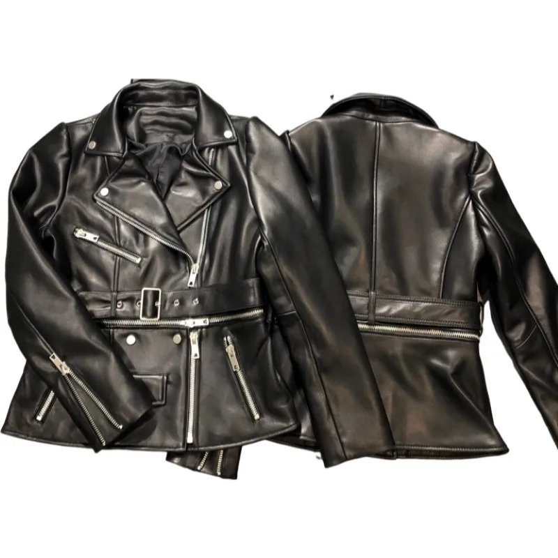 2024 Sheepskin jacket zipper removed S-XXL luxury jacket women casaco feminino blazers real leather jaqueta black and white