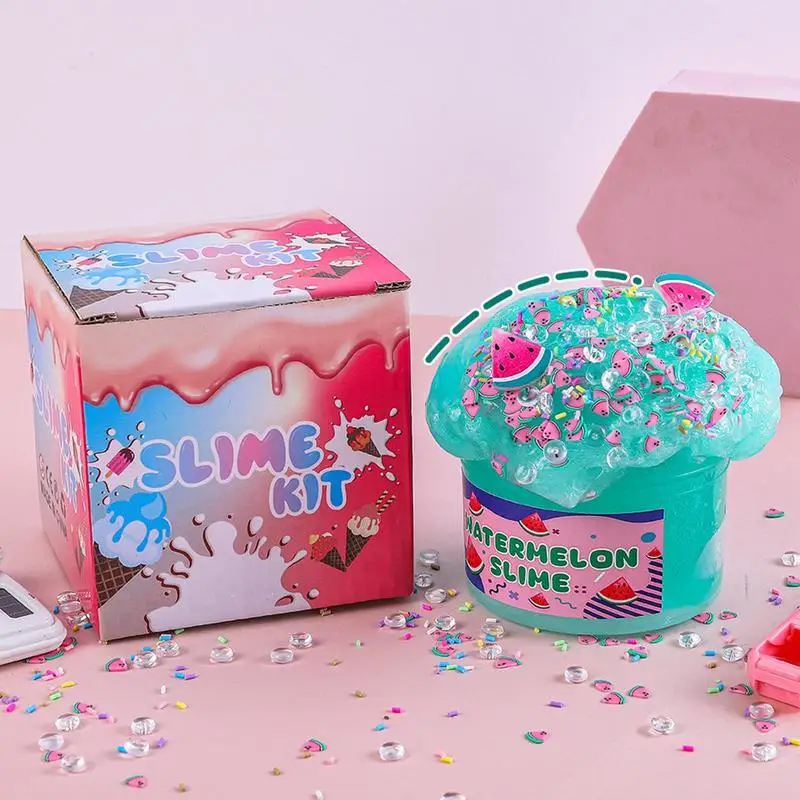 Kristallschlamm Squeeze Stretch Spielzeug 200 ml Spaß Ton Blase Tragbare Weiche Wassermelone Kristall Püree Für Kinder