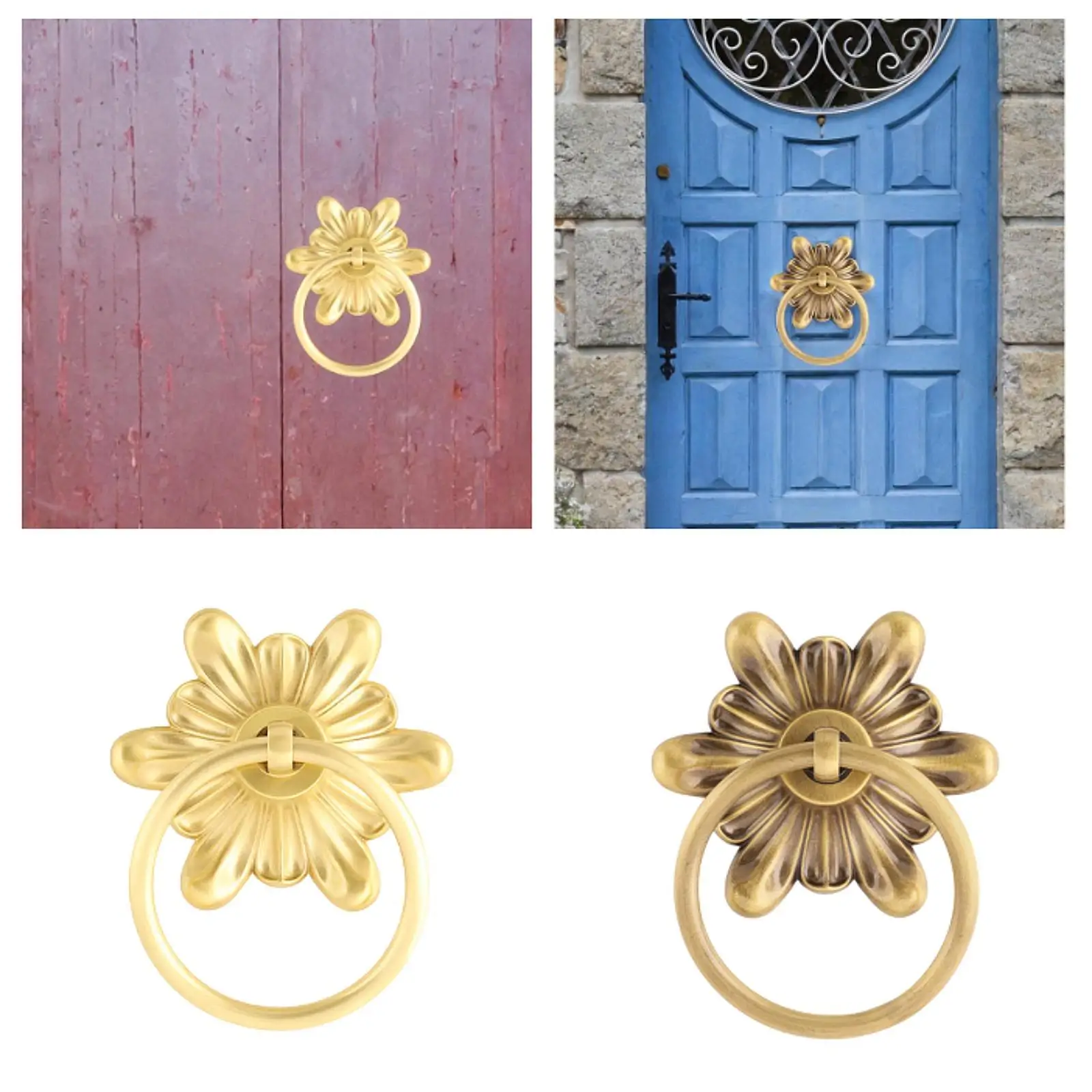 Retro Brass Door Knocker Decorative Door Pull Handle Classic Style Drawer Dresser Cabinet for Home