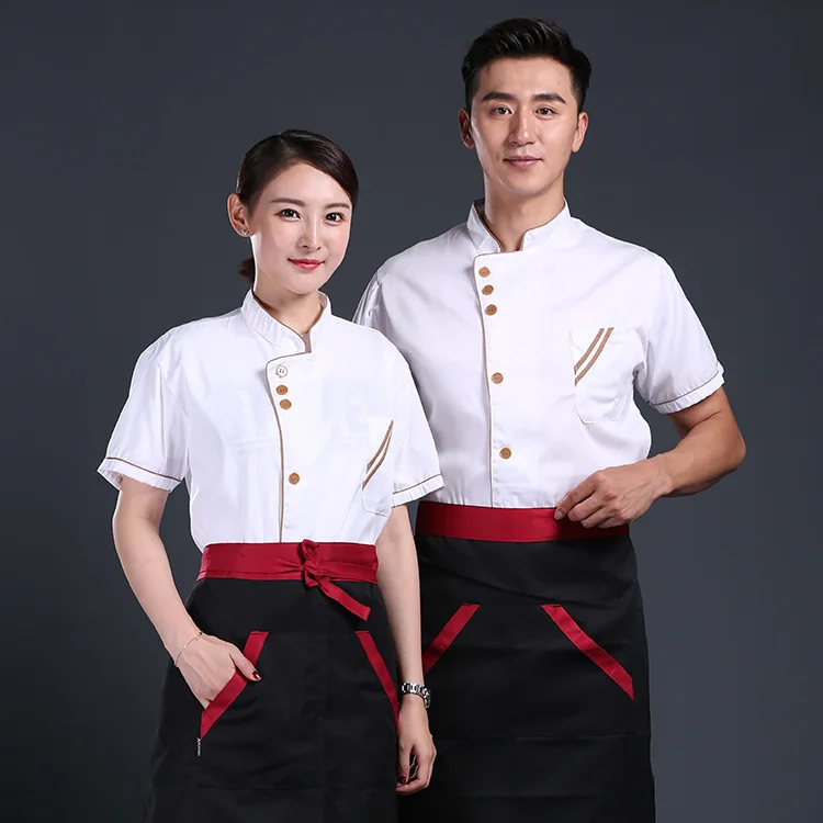 Long-sleeved and Short-sleeved Chef Uniforms for Men and Women Hotel and Restaurant Hot Pot Restaurant Chef Work Uniforms Tops