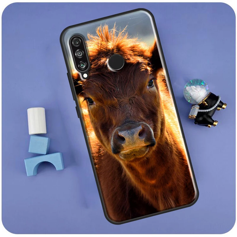 Funny Cow Face Case para Huawei, Nova 11i 3i 7i 8i Y91 Y60 Y70 Y61 Y90 Nova 11 Pro 10 9 SE P20 P40 P30 Lite