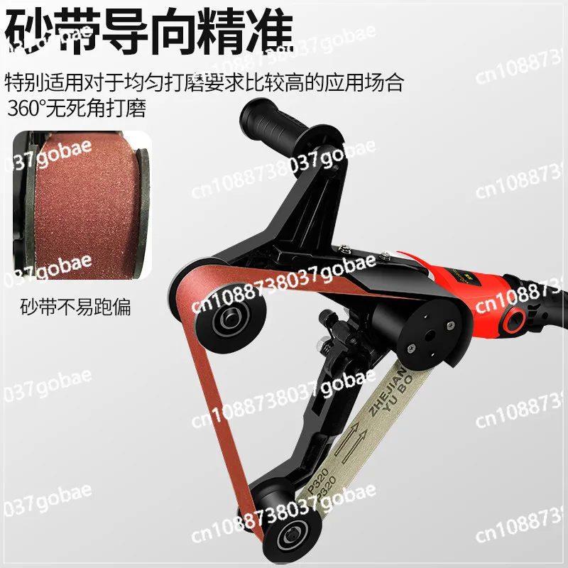 Stainless steel round tube polishing machine Electric hand-held wire drawing machine Small outer round pipe belt sanding machine