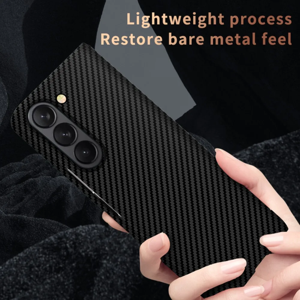 Ultra Slim Fit Carbon Fiber Texture Pattern PC Case For Samsung Galaxy Z Fold 5 Fold 4 3 Business Shockproof Phone Cover Conque