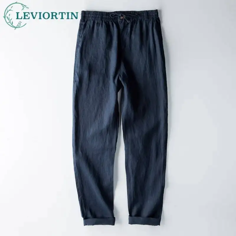 

2025 Spring and Autumn Men's Fashion Versatile Thin Elastic Waist Pants Loose Solid Color Simple Casual Yoga Straight Leg Pants