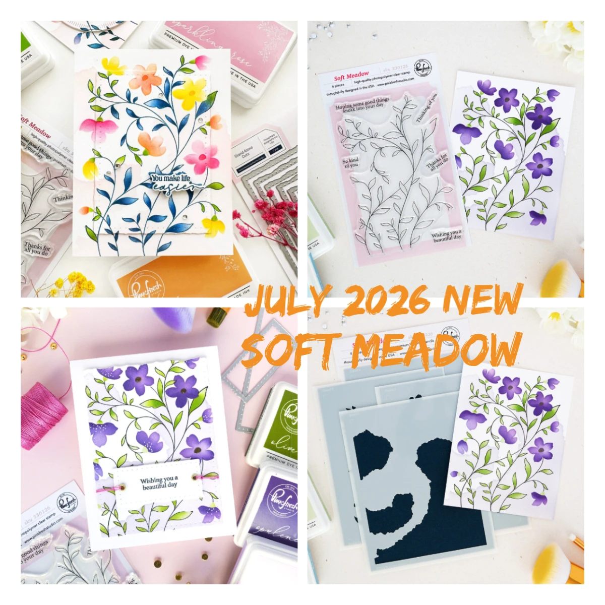 New Pinkfresh Soft Meadow Layering Stencils and Stamps Scrapbook Diary Decoration Embossing Template DIY Greeting Card 2026