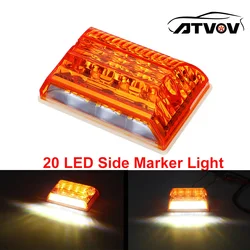 ATVOV 24V 20 LED 자동차 트럭 사이드 마커 외부 Squarde 경고 테일 라이트 표시 등 보트 트레일러 버스 캐러밴 캠핑카 앰버