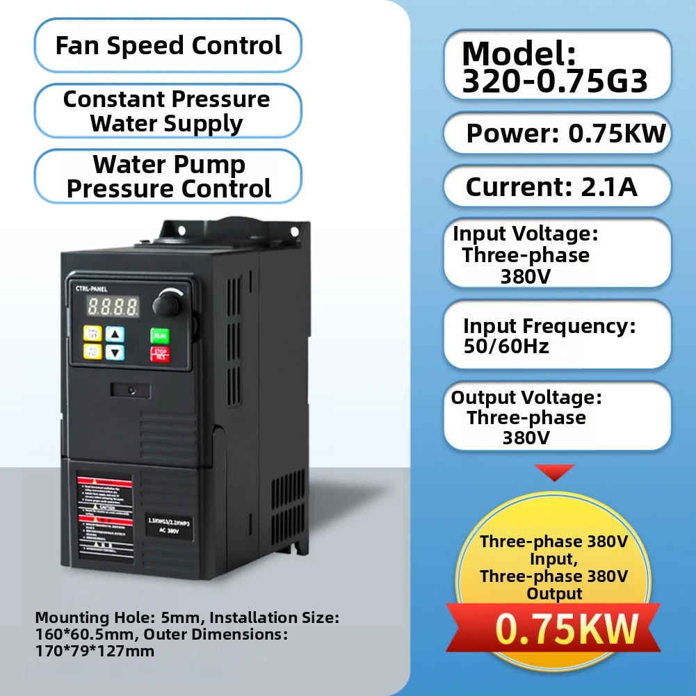 Converter with Integrated Simple PLC Function 0.75KW 380V 3-Phase VFD for Automated Process Control Applications