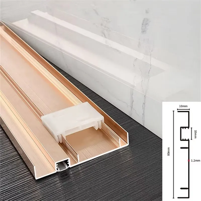 H80mm LED Skirting Board Line Aluminum Profile Baseboard Milky PC Diffuser Channel Brushed Black Skirting Linear Corner Bar Lamp