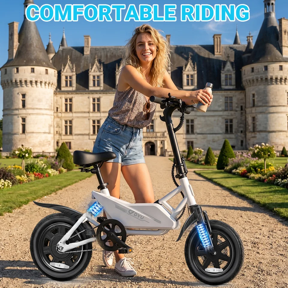 DYU X1 14” Folding Electric Bike Mini E-Bike 500W Peak 20MPH 36V 7.8AH Battery Compact City Commuter Electric Bicycle Style image 6