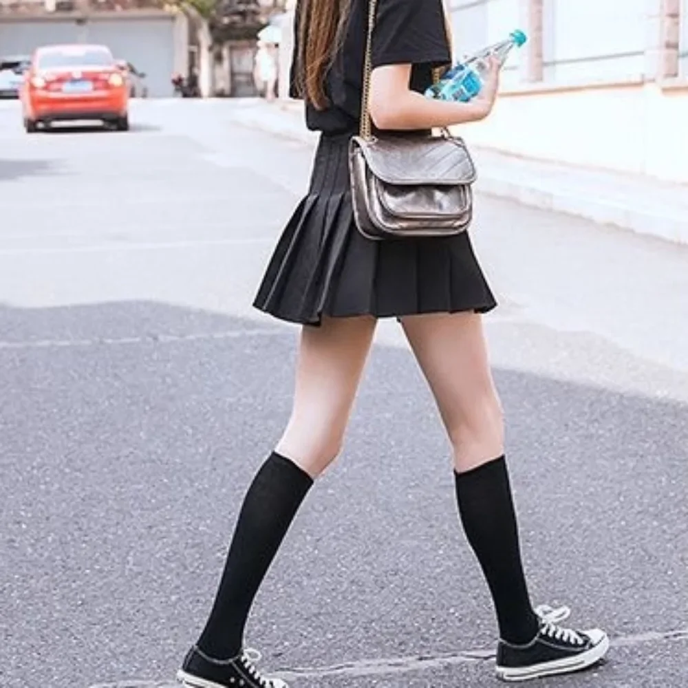 Long leg socks, spring and autumn thin high leg socks, Japanese JK uniform socks, solid color slim leg socks for women