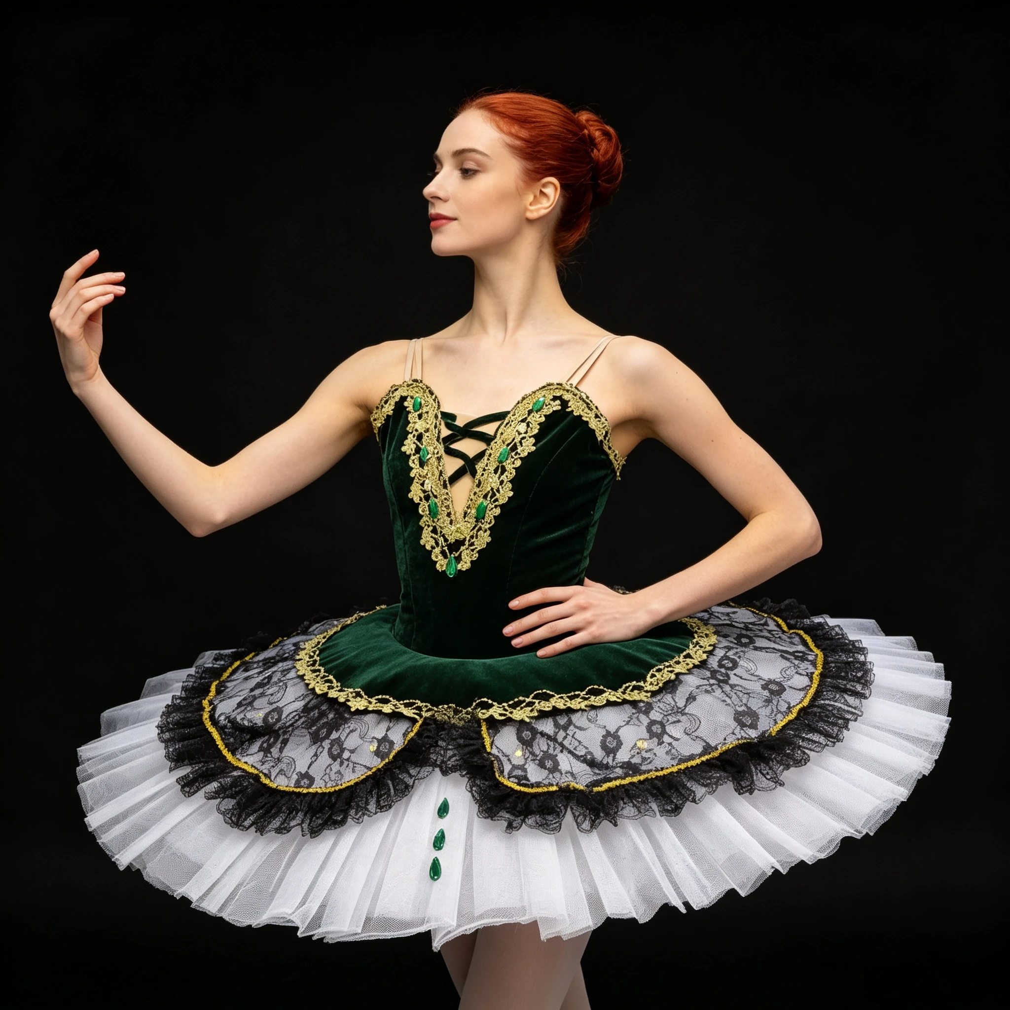 Tutús de ballet profesionales de terciopelo verde, estilo «panqueque», para niñas, vestido de bailarina, atuendo de ballet para niños, disfraz para competiciones.