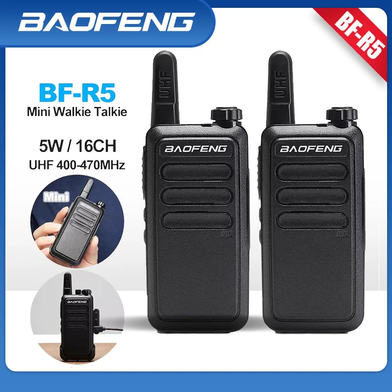 

2PCS BF-R5 BAOFENG Mini Walkie Talkie Original R5 Portable Two Way Radios Wireless Transceiver USB Charging Hotel KTV Club Bar