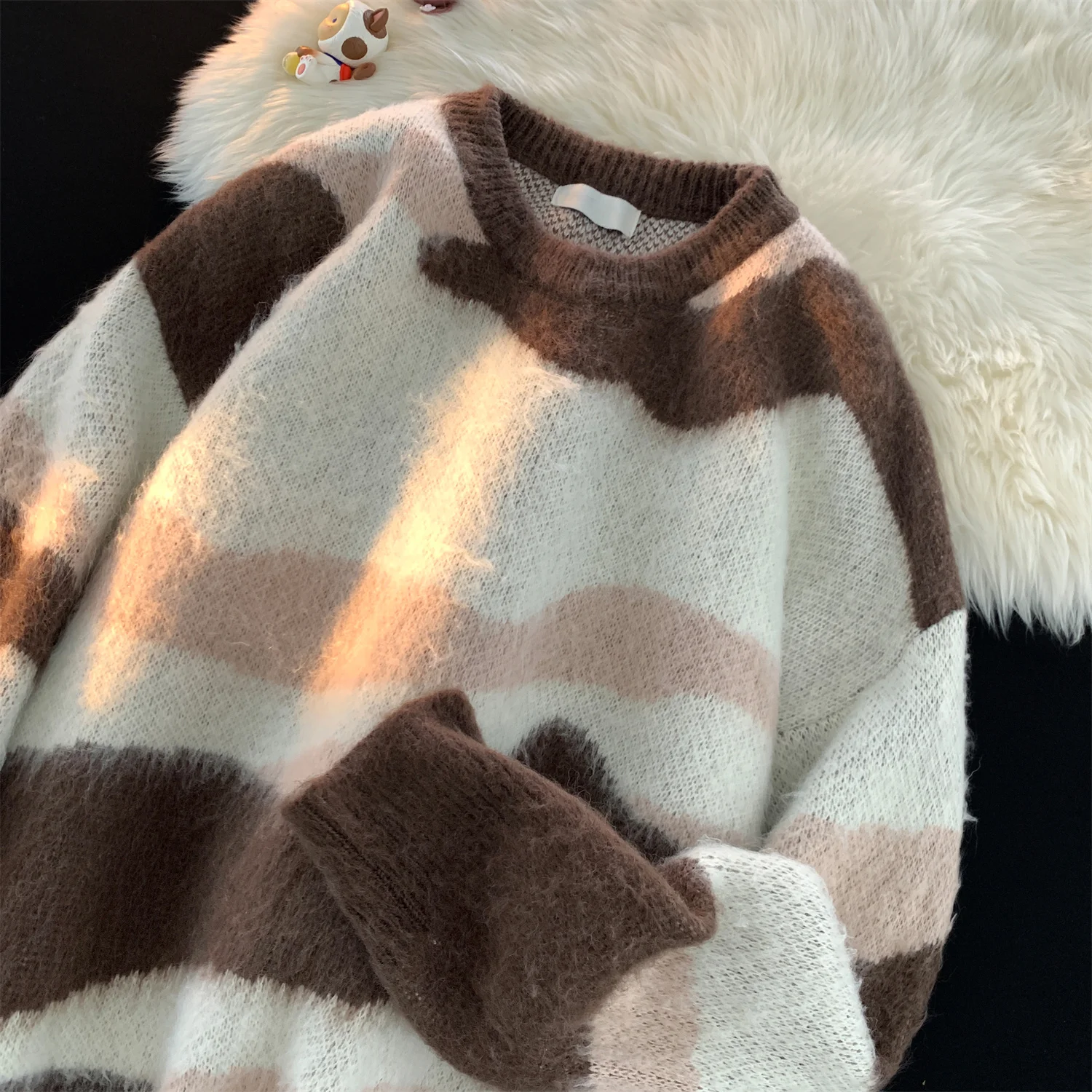 

Men's Lazy Sle Knitted Sweater Woolen Loose Fit round Ne Pullover High End Feeling Winter Casual Long Sve T-irt