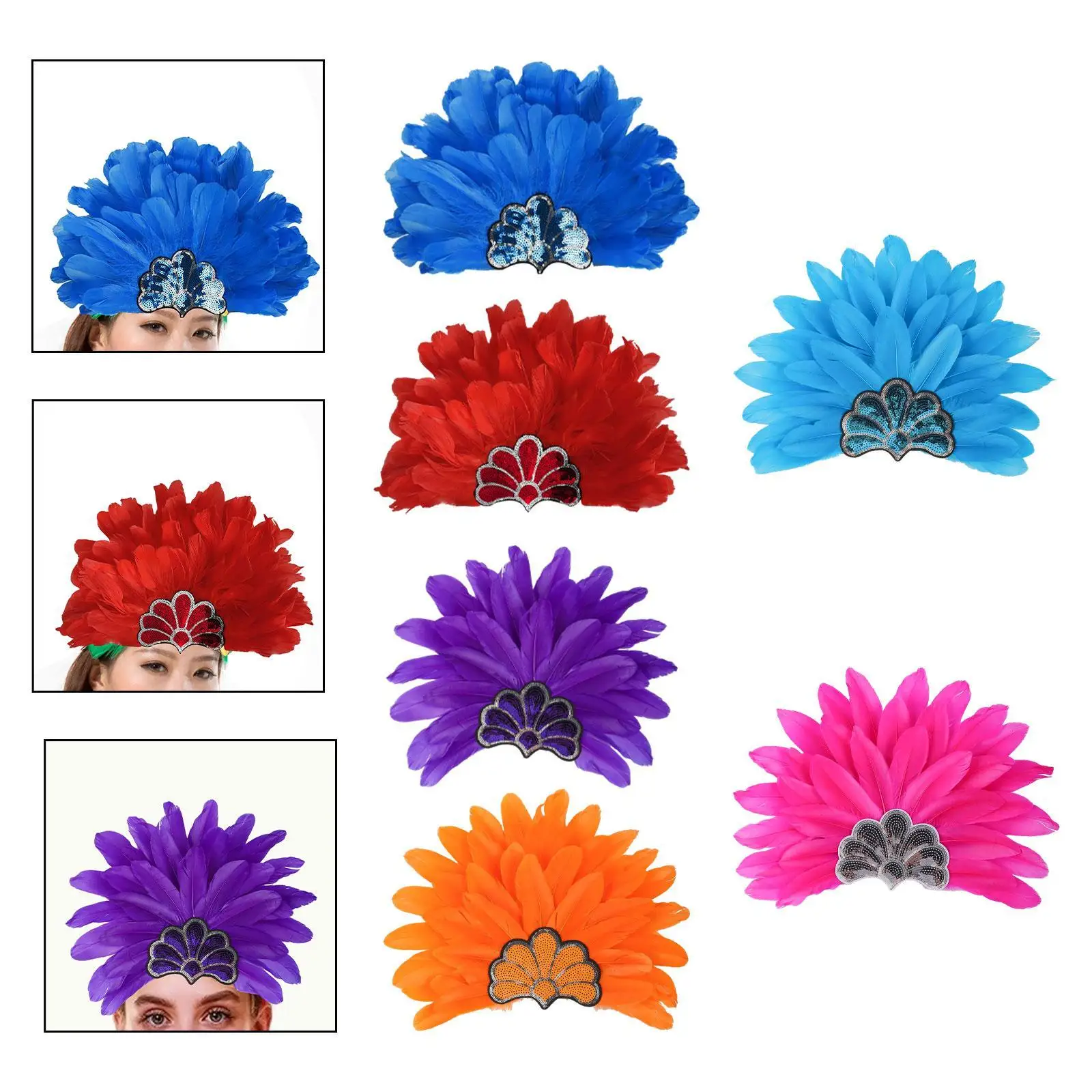 

Chief Indian Hat Artificial Feather Head Dress Accessories Headband Fancy Dress
