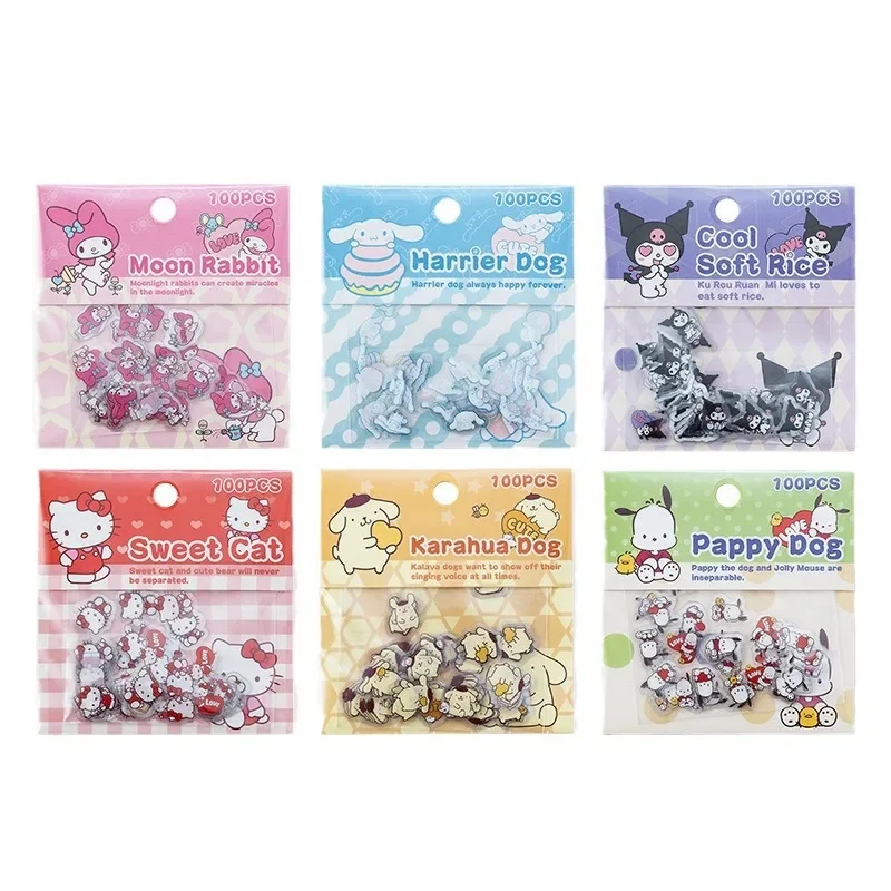 

100pcs Sanrio Cartoon Sticker Pochacco Kuromi Melody Kitty Kawaii Stickers Student Stationery Supplies Birthday Gifts