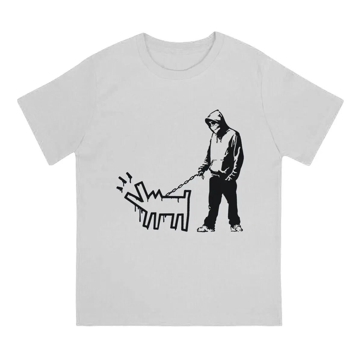 Banksy Wall Art Thug with a Barking Dog Tshirt Graphic Men Tops Vintage Homme Summer Short Sleeve Harajuku T Shirt