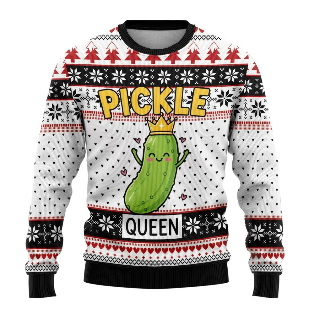 مضحك الكرتون المخلل حزب القبيح عيد الميلاد سترة للنساء الرجال الملابس Harajuku أزياء رجالي البلوز عطلة البلوز البلوزات